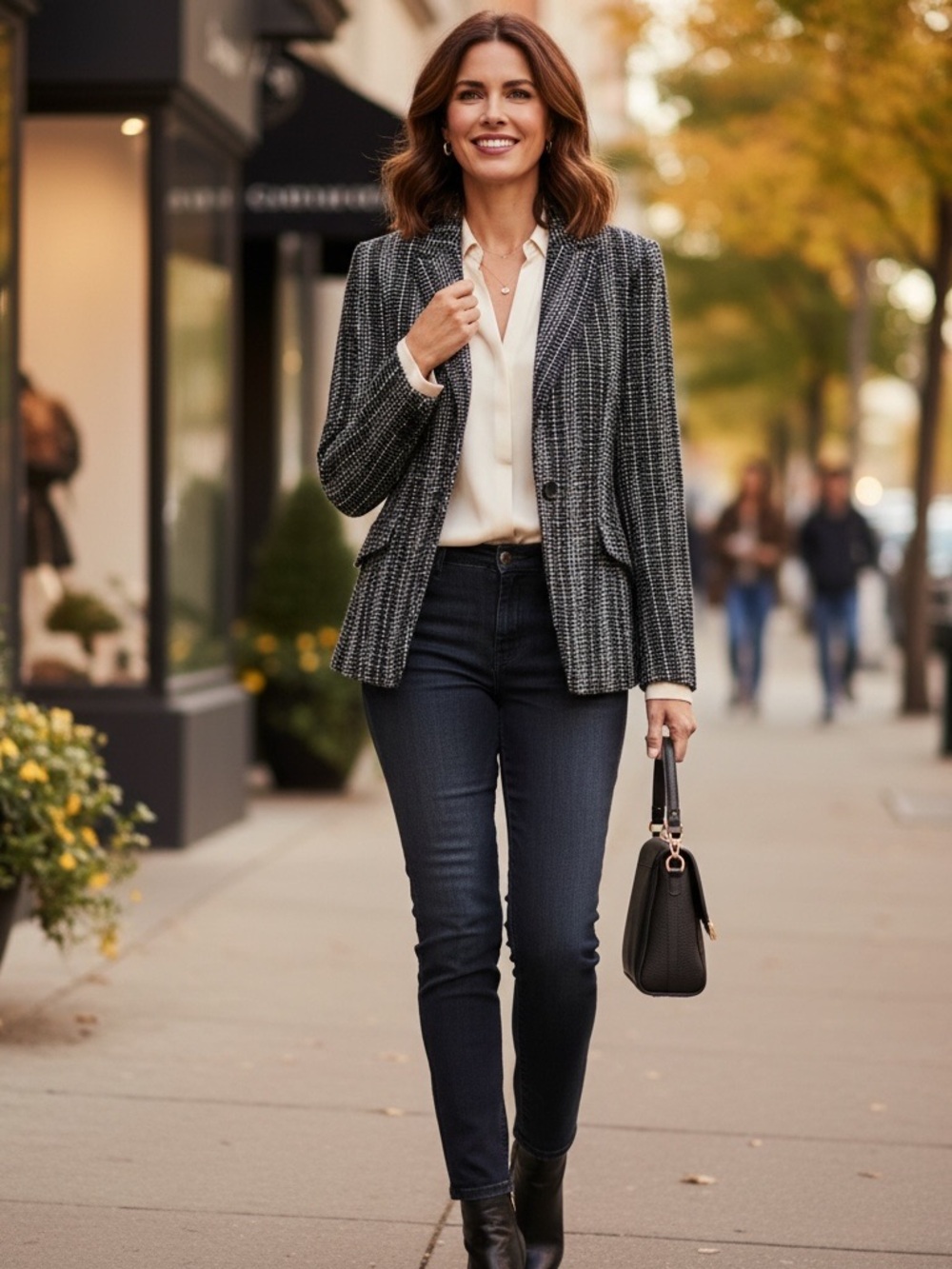 Gloria Vanderbilt Black and White Textured Blazer